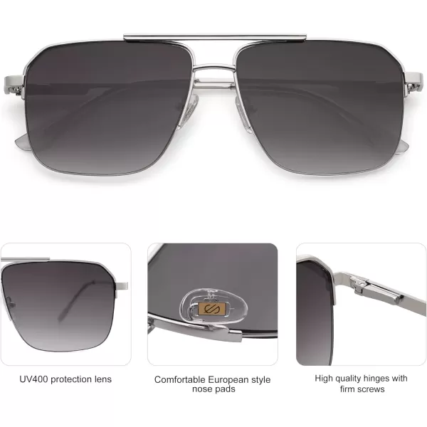 SOJOS Retro Square Sunglasses Womens Men SemiRimless Shades Trendy Designer Sun Glasses UV400 SJ1196Silverampgradient Grey Lens