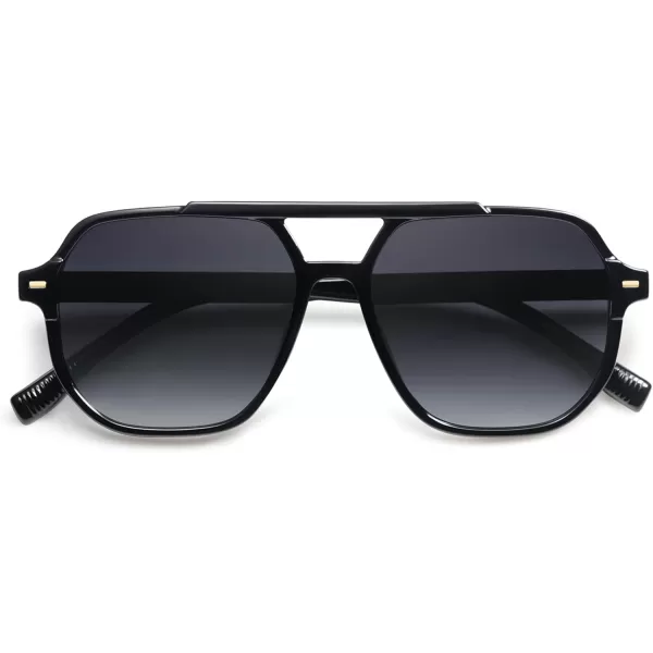 SOJOS Retro Trendy Aviator Polarized Sunglasses Men Women Vintage 70s Square Stylish Frame Sun Glasses SJ2283BlackGrey Grading