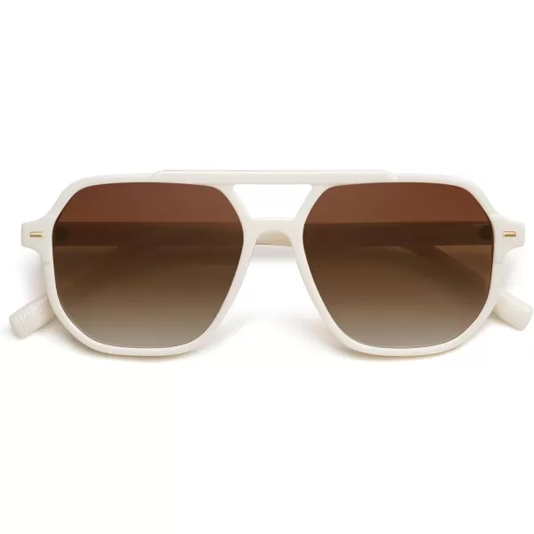 SOJOS Retro Trendy Aviator Polarized Sunglasses Men Women Vintage 70s Square Stylish Frame Sun Glasses SJ2283WhiteBrown Grading
