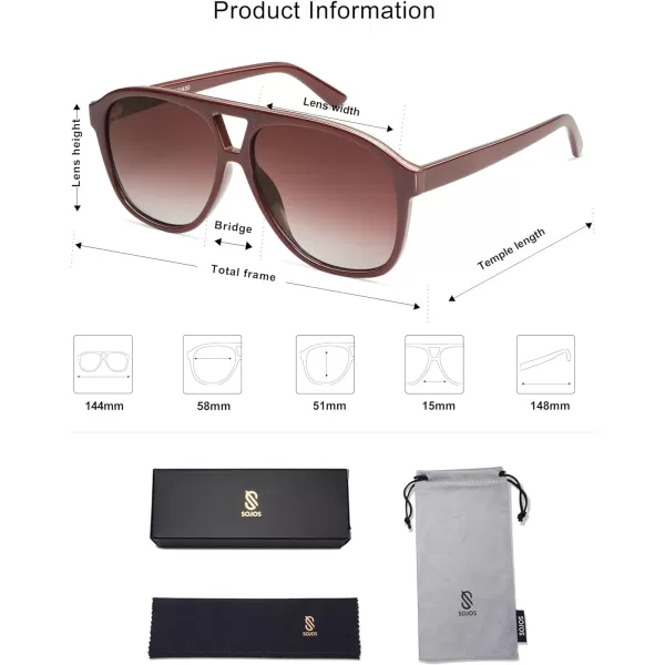 SOJOS Retro Trendy Aviator Sunglasses for Women Men Classic Vintage UV400 Aviators SJ2315RedRedish Brown