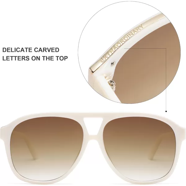 SOJOS Retro Trendy Aviator Sunglasses for Women Men Classic Vintage UV400 Aviators SJ2315WhiteGradient Brown