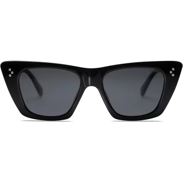 SOJOS Retro Trendy Cat Eye Polarized Sunglasses for Women Cute Stylish UV400 Sunnies SJ2199BlackBlack