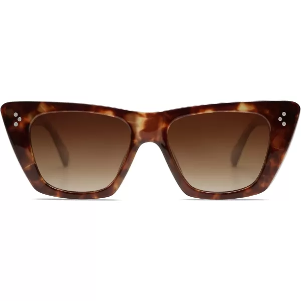 SOJOS Retro Trendy Cat Eye Polarized Sunglasses for Women Cute Stylish UV400 Sunnies SJ2199Brown TortoiseBrown