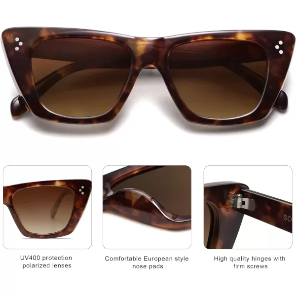SOJOS Retro Trendy Cat Eye Polarized Sunglasses for Women Cute Stylish UV400 Sunnies SJ2199Brown TortoiseBrown