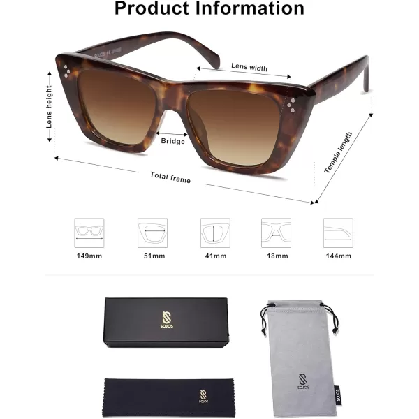 SOJOS Retro Trendy Cat Eye Polarized Sunglasses for Women Cute Stylish UV400 Sunnies SJ2199Brown TortoiseBrown