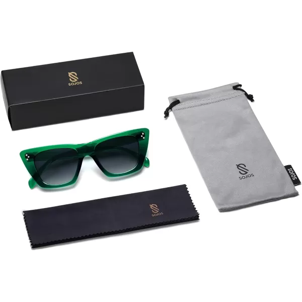 SOJOS Retro Trendy Cat Eye Polarized Sunglasses for Women Cute Stylish UV400 Sunnies SJ2199GreenGrey