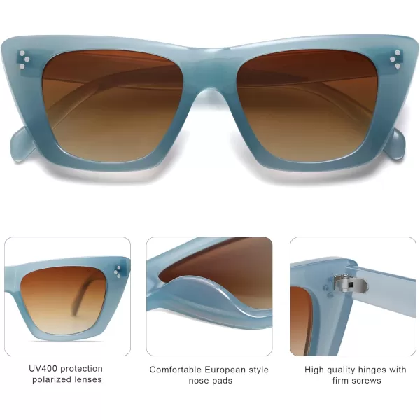 SOJOS Retro Trendy Cat Eye Polarized Sunglasses for Women Cute Stylish UV400 Sunnies SJ2199Light BlueBrown
