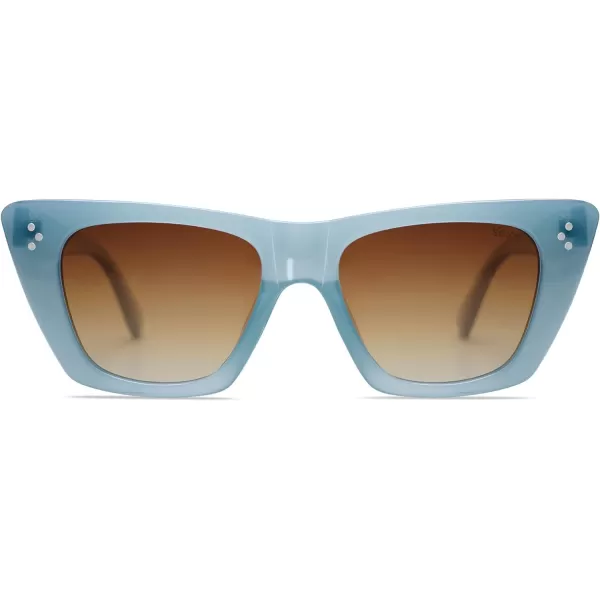 SOJOS Retro Trendy Cat Eye Polarized Sunglasses for Women Cute Stylish UV400 Sunnies SJ2199Light BlueBrown