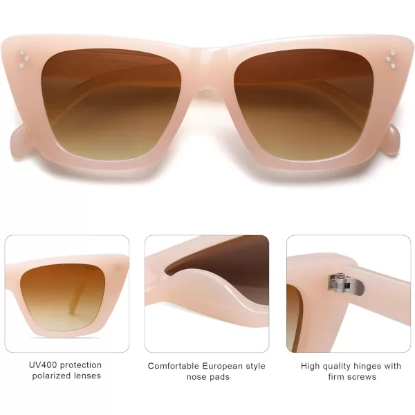 SOJOS Retro Trendy Cat Eye Polarized Sunglasses for Women Cute Stylish UV400 Sunnies SJ2199Light PinkBrown