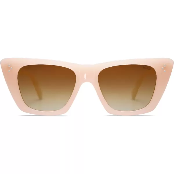SOJOS Retro Trendy Cat Eye Polarized Sunglasses for Women Cute Stylish UV400 Sunnies SJ2199Light PinkBrown