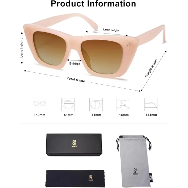 SOJOS Retro Trendy Cat Eye Polarized Sunglasses for Women Cute Stylish UV400 Sunnies SJ2199Light PinkBrown