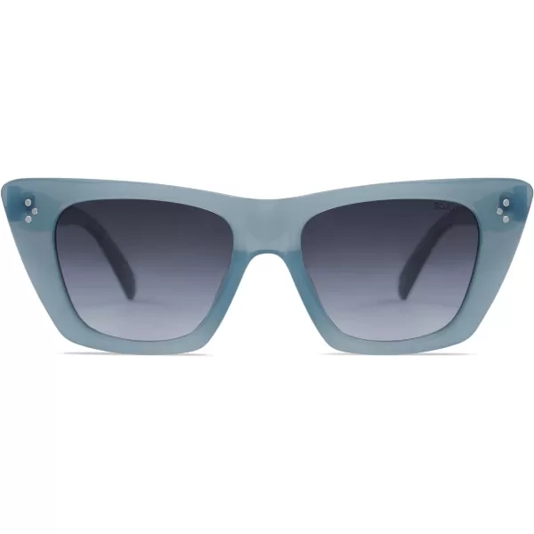 SOJOS Retro Trendy Cat Eye Polarized Sunglasses for Women Cute Stylish UV400 Sunnies SJ2199Milky BlueGrey