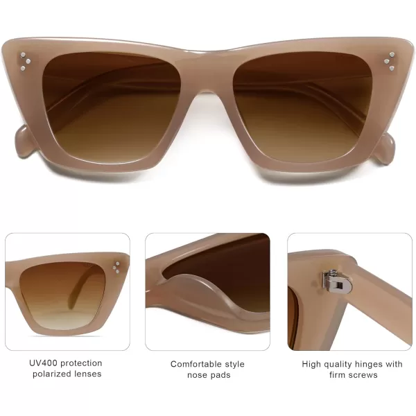 SOJOS Retro Trendy Cat Eye Polarized Sunglasses for Women Cute Stylish UV400 Sunnies SJ2199Milky BrownBrown