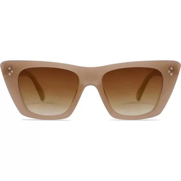 SOJOS Retro Trendy Cat Eye Polarized Sunglasses for Women Cute Stylish UV400 Sunnies SJ2199Milky BrownBrown