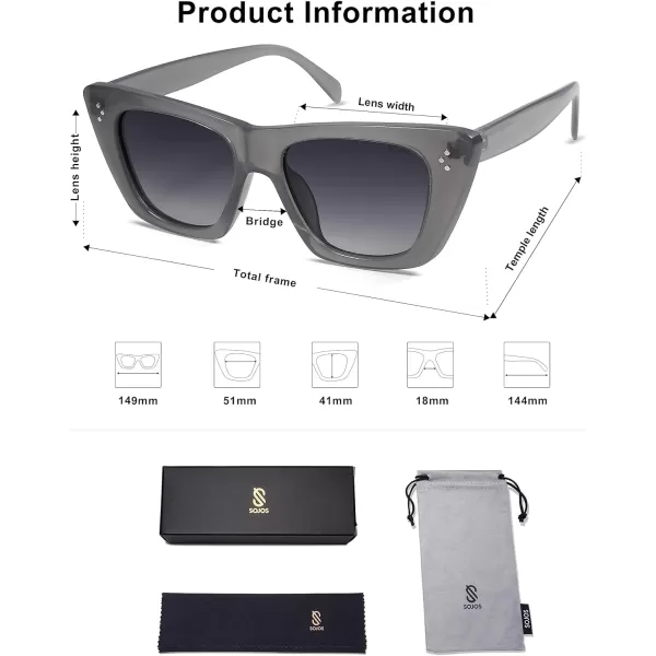 SOJOS Retro Trendy Cat Eye Polarized Sunglasses for Women Cute Stylish UV400 Sunnies SJ2199Milky GreyGrey