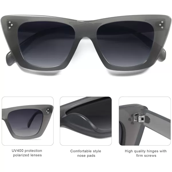 SOJOS Retro Trendy Cat Eye Polarized Sunglasses for Women Cute Stylish UV400 Sunnies SJ2199Milky GreyGrey