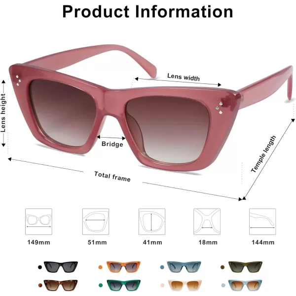SOJOS Retro Trendy Cat Eye Polarized Sunglasses for Women Cute Stylish UV400 Sunnies SJ2199Milky RoseBrown
