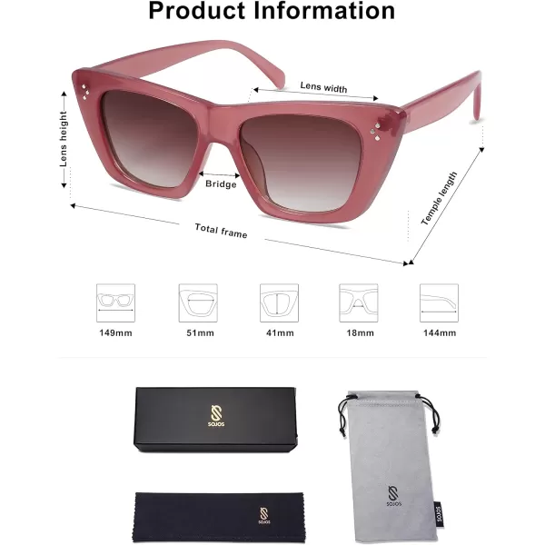 SOJOS Retro Trendy Cat Eye Polarized Sunglasses for Women Cute Stylish UV400 Sunnies SJ2199Milky RoseBrown