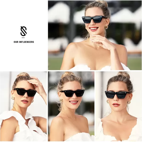 SOJOS Retro Trendy Cat Eye Polarized Sunglasses for Women Cute Stylish UV400 Sunnies SJ2199Milky RoseBrown