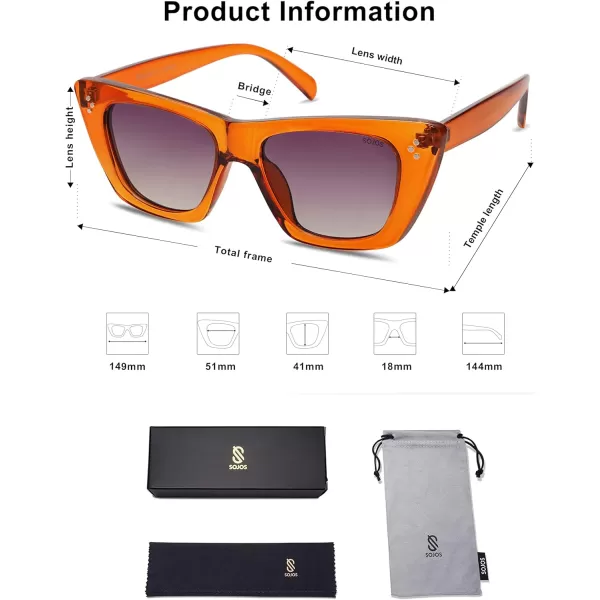 SOJOS Retro Trendy Cat Eye Polarized Sunglasses for Women Cute Stylish UV400 Sunnies SJ2199OrangeGrey
