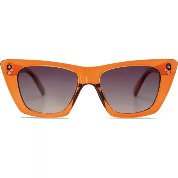 SOJOS Retro Trendy Cat Eye Polarized Sunglasses for Women Cute Stylish UV400 Sunnies SJ2199OrangeGrey