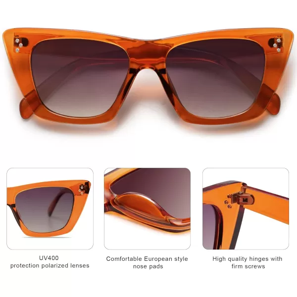 SOJOS Retro Trendy Cat Eye Polarized Sunglasses for Women Cute Stylish UV400 Sunnies SJ2199OrangeGrey