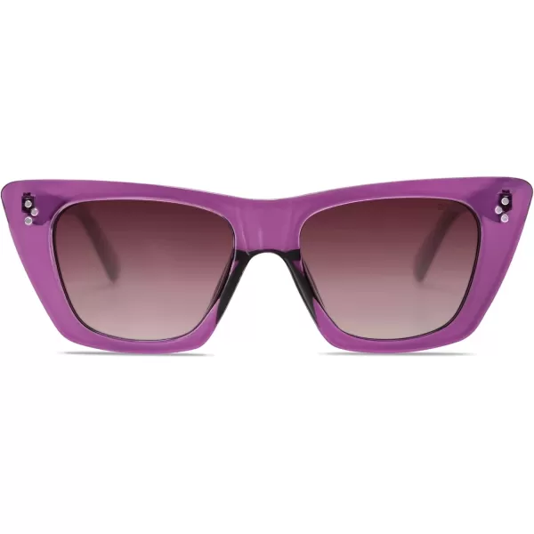 SOJOS Retro Trendy Cat Eye Polarized Sunglasses for Women Cute Stylish UV400 Sunnies SJ2199PurpleBrown