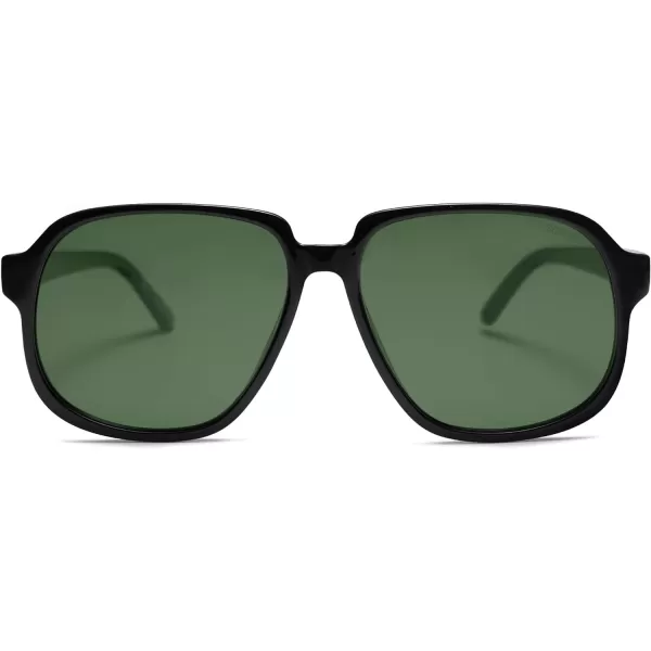 SOJOS Retro Vintage Square Polarized Sunglasses for Women Men 70s Stylish Oversized Sunnies SJ2272BlackDark Green