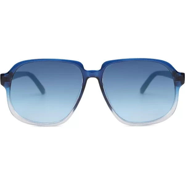 SOJOS Retro Vintage Square Polarized Sunglasses for Women Men 70s Stylish Oversized Sunnies SJ2272BlueBlue