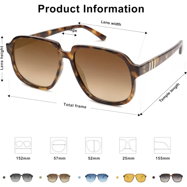 SOJOS Retro Vintage Square Polarized Sunglasses for Women Men 70s Stylish Oversized Sunnies SJ2272Brown TortoiseBrown