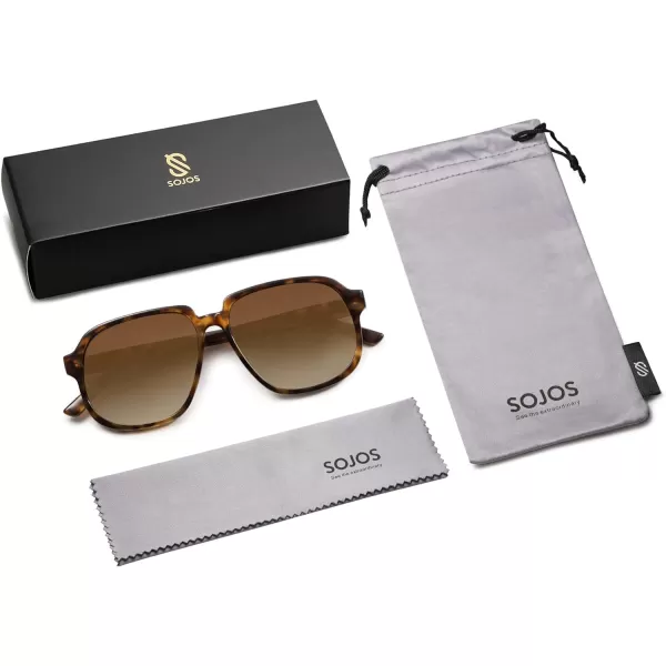 SOJOS Retro Vintage Square Polarized Sunglasses for Women Men 70s Stylish Oversized Sunnies SJ2272Brown TortoiseBrown