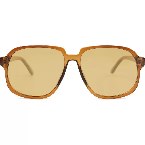 SOJOS Retro Vintage Square Polarized Sunglasses for Women Men 70s Stylish Oversized Sunnies SJ2272BrownBrown