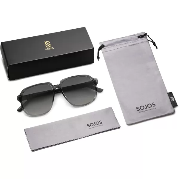 SOJOS Retro Vintage Square Polarized Sunglasses for Women Men 70s Stylish Oversized Sunnies SJ2272Dark GreyGrey