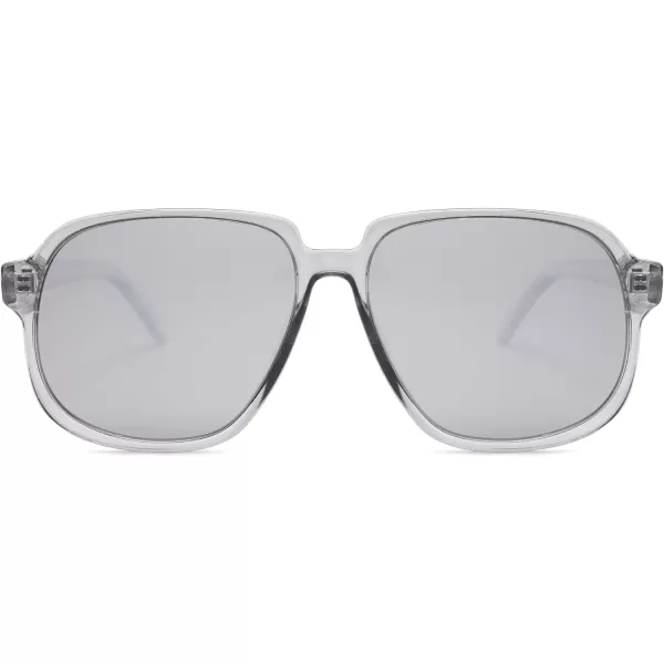 SOJOS Retro Vintage Square Polarized Sunglasses for Women Men 70s Stylish Oversized Sunnies SJ2272GreySilver Mirrored