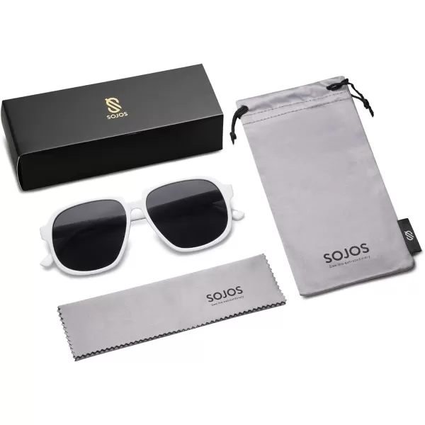 SOJOS Retro Vintage Square Polarized Sunglasses for Women Men 70s Stylish Oversized Sunnies SJ2272WhiteGrey