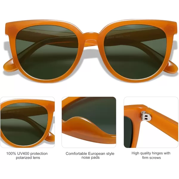 SOJOS Round Polarized Sunglasses for Women Fashion Trendy Style UV Protection Lens Sunnies Sunglasses SJ2175Orange