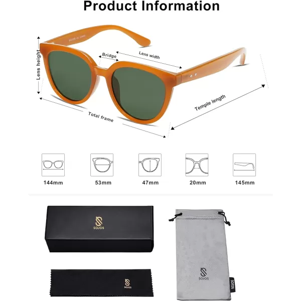 SOJOS Round Polarized Sunglasses for Women Fashion Trendy Style UV Protection Lens Sunnies Sunglasses SJ2175Orange