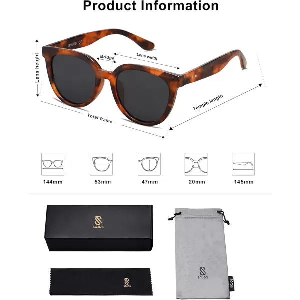 SOJOS Round Polarized Sunglasses for Women Fashion Trendy Style UV Protection Lens Sunnies Sunglasses SJ2175Tortoise