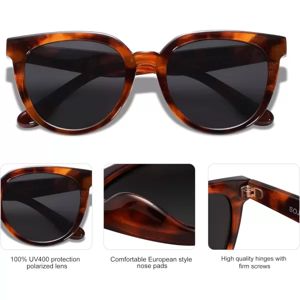 SOJOS Round Polarized Sunglasses for Women Fashion Trendy Style UV Protection Lens Sunnies Sunglasses SJ2175Tortoise