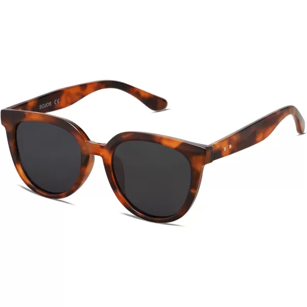 SOJOS Round Polarized Sunglasses for Women Fashion Trendy Style UV Protection Lens Sunnies Sunglasses SJ2175Tortoise