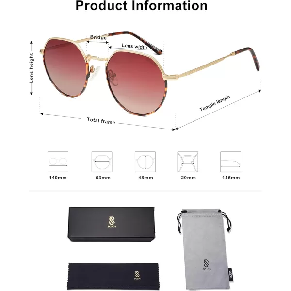 SOJOS Round Polygon Polarized Sunglasses for Women Men Retro Classic Vintage Shades SJ1157Burgundy