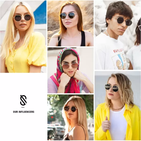 SOJOS Round Polygon Polarized Sunglasses for Women Men Retro Classic Vintage Shades SJ1157Burgundy