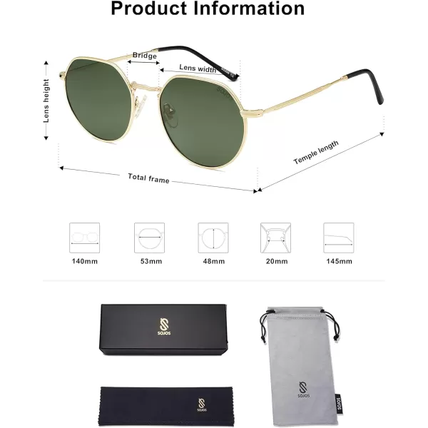 SOJOS Round Polygon Polarized Sunglasses for Women Men Retro Classic Vintage Shades SJ1157Turquoise