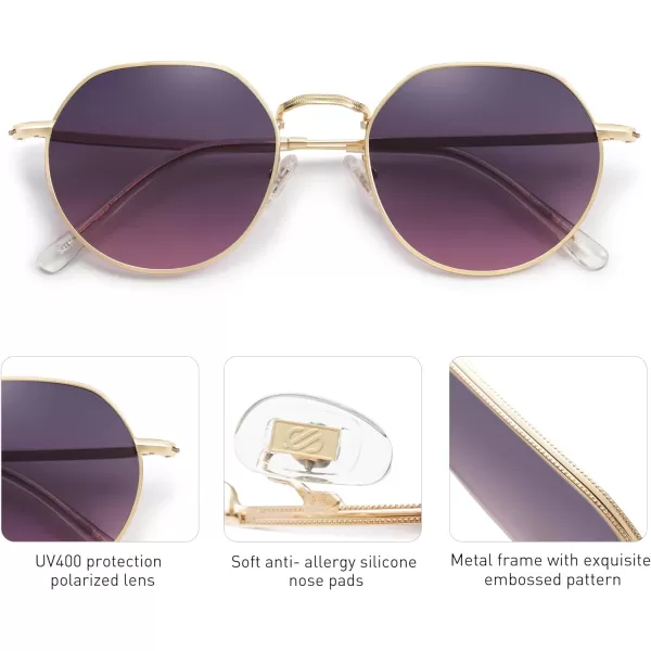 SOJOS Round Polygon Polarized Sunglasses for Women Men Retro Classic Vintage Shades SJ1157Violet
