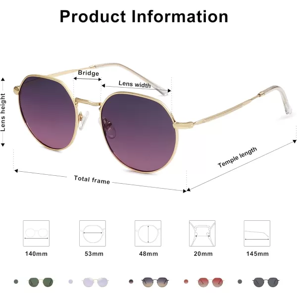 SOJOS Round Polygon Polarized Sunglasses for Women Men Retro Classic Vintage Shades SJ1157Violet