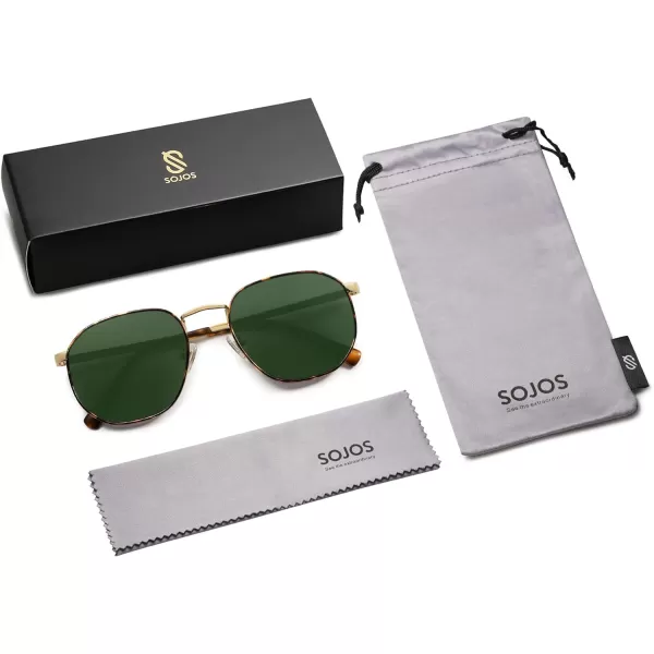 SOJOS Round Sunglasses for Men Women Classic Trendy Vintage Retro StyleDemiGreen