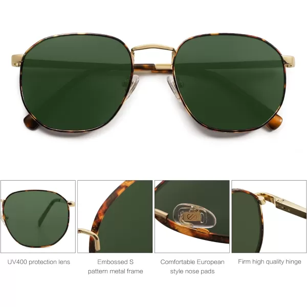 SOJOS Round Sunglasses for Men Women Classic Trendy Vintage Retro StyleDemiGreen
