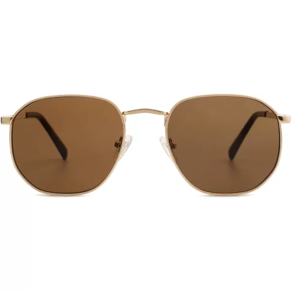 SOJOS Round Sunglasses for Men Women Classic Trendy Vintage Retro StyleGoldBrown