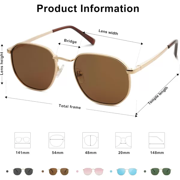 SOJOS Round Sunglasses for Men Women Classic Trendy Vintage Retro StyleGoldBrown
