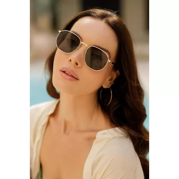 SOJOS Round Sunglasses for Men Women Classic Trendy Vintage Retro StyleGoldBrown